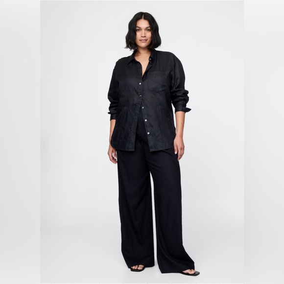 NWT! GAP Black 365 High Rise Linen-Blend Trousers - Multiple 🔹 - Picture 8 of 12